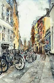 Watercolor "Cykels" by Jennifer Purdy