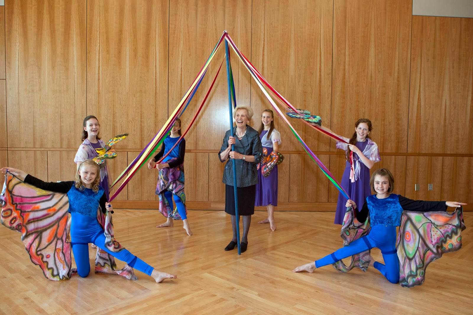 Children Perform the Maypole Dance with Beverley